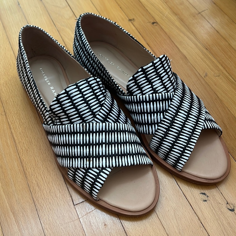 Loeffler Randall Hannele Raffia Peep Toe Sandals Size 8.5